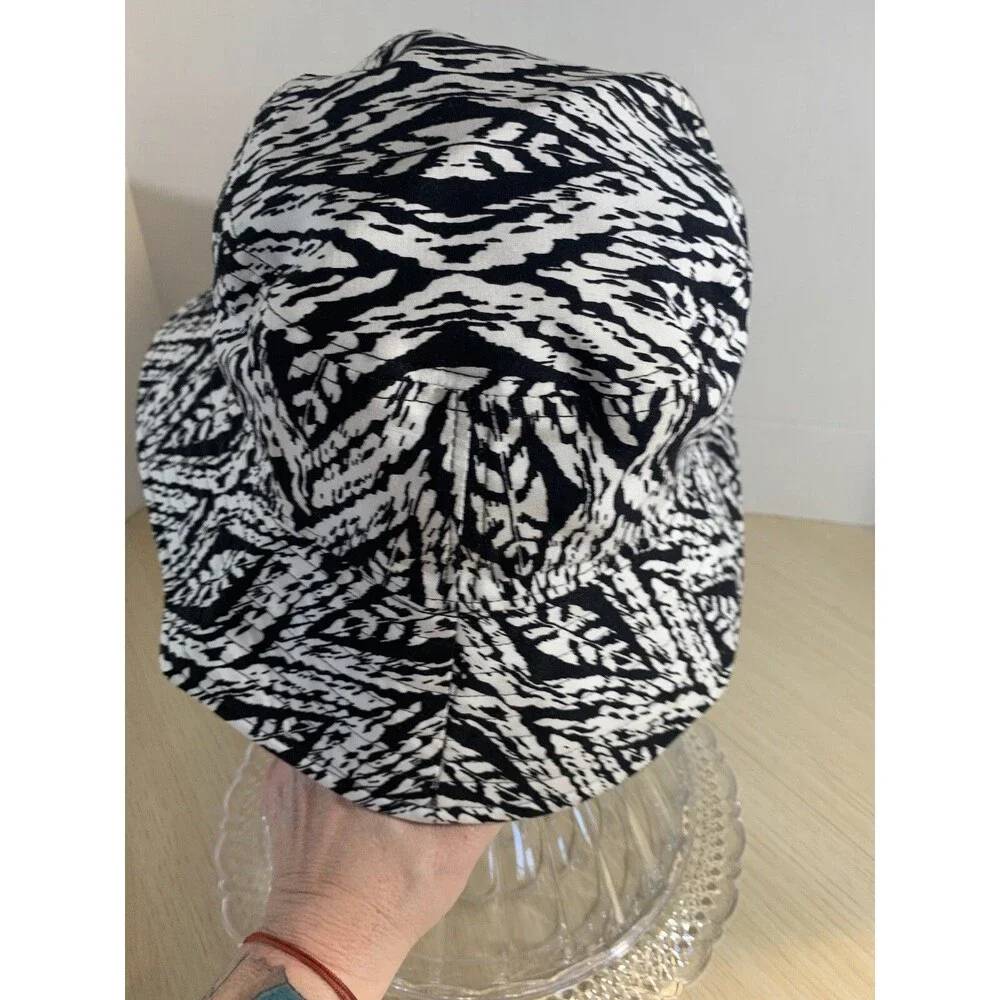 Kate Landry Women's Black & White Geometric Wide Brim Sun Hat packable